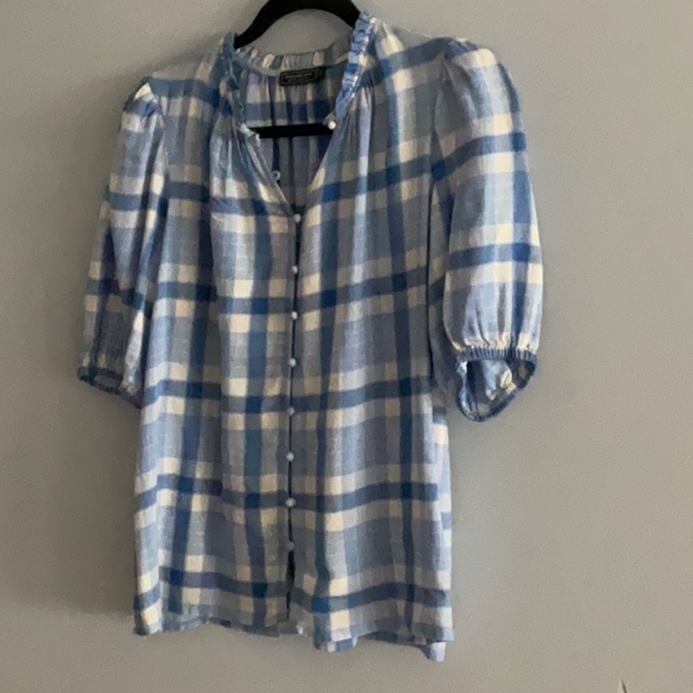 Vineyard Vines Blue and White Checkered Top